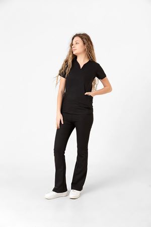 Drop Collar Model Likralı Viskon Kadın  Takım Siyah