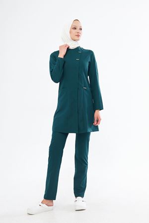 Elegance Model Likralı Viskon Kadın Tesettür Takım Zümrüt Yeşili