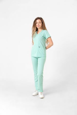 Butterfly Collar Model Likralı Viskon Kadın  Takım Su Yeşili