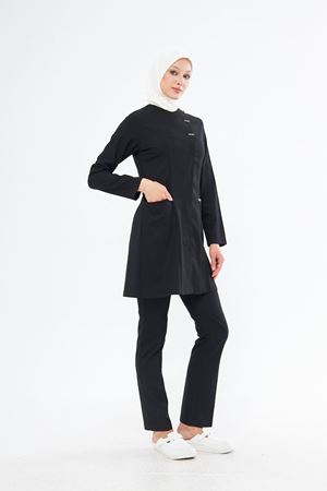 Elegance Model Likralı Viskon Kadın Tesettür Takım Siyah