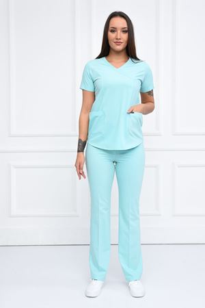 Green Model Likralı Viskon Kadın  Takım Su Yeşili