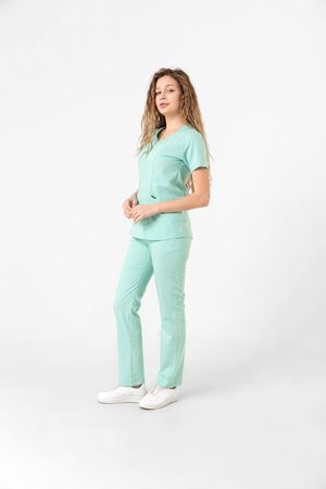 Butterfly Collar Model Likralı Viskon Kadın  Takım Su Yeşili