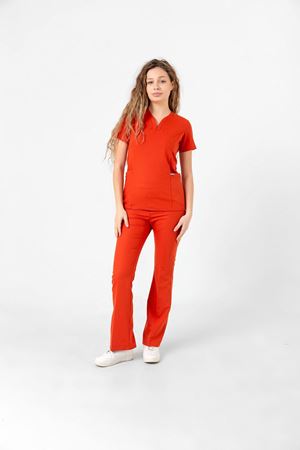 Drop Collar Model Likralı Viskon Kadın  Takım Turuncu