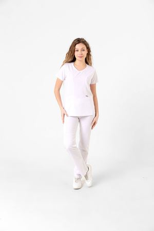 Butterfly Collar Model Likralı Viskon Kadın  Takım Beyaz