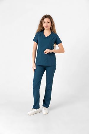 Butterfly Collar Model Likralı Viskon Kadın  Takım Petrol Yeşili