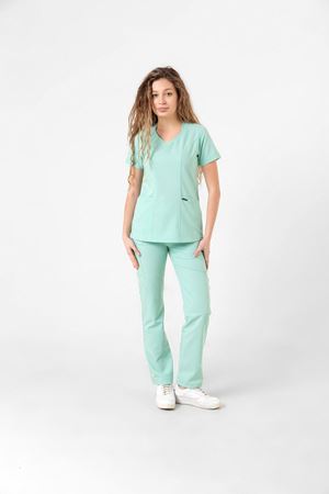 Butterfly Collar Model Likralı Viskon Kadın  Takım Su Yeşili