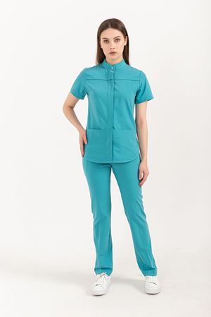 Collar Comfort Model Likralı Viskon Kadın  Tek Üst Turkuaz Yeşili