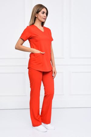 Green Model Likralı Viskon Kadın  Takım Kırmızı