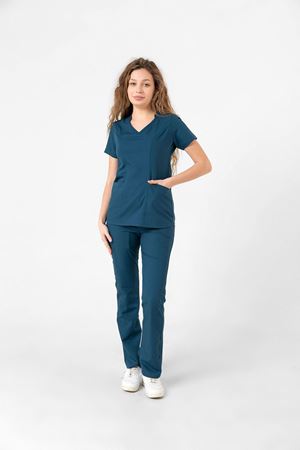 Butterfly Collar Model Likralı Viskon Kadın  Takım Petrol Yeşili