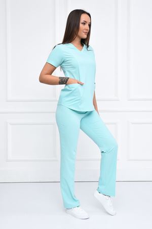 Green Model Likralı Viskon Kadın  Takım Su Yeşili