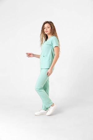 Butterfly Collar Model Likralı Viskon Kadın  Takım Su Yeşili