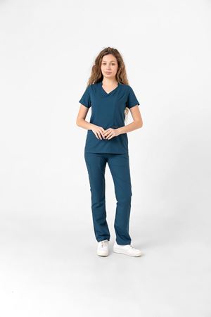 Butterfly Collar Model Likralı Viskon Kadın  Takım Petrol Yeşili