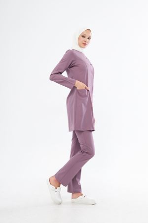 Elegance Model Likralı Viskon Kadın Tesettür Takım Leylak