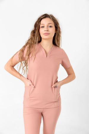 Drop Collar Model Likralı Viskon Kadın  Takım Pudra