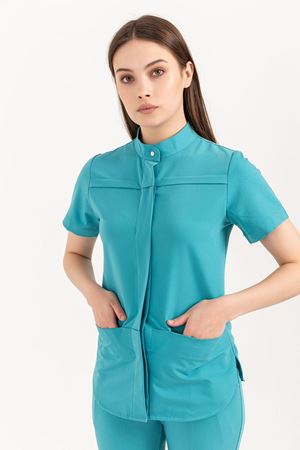 Collar Comfort Model Likralı Viskon Kadın  Tek Üst Turkuaz Yeşili