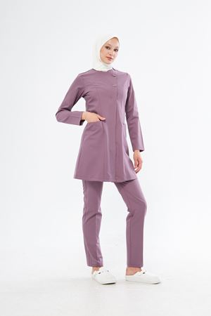 Elegance Model Likralı Viskon Kadın Tesettür Takım Leylak