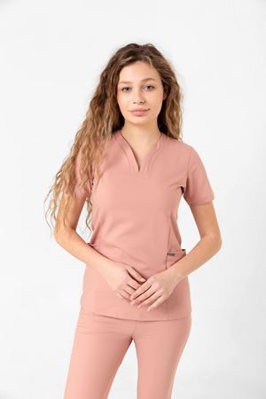 Drop Collar Model Likralı Viskon Kadın  Takım Pudra