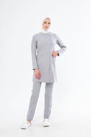 Elegance Model Likralı Viskon Kadın Tesettür Takım Açık Gri