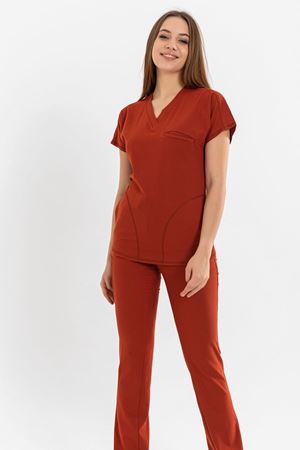 Combing Comfort Model Likralı Viskon Kadın  Takım Kiremit