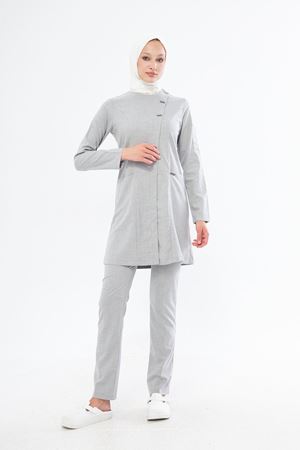 Elegance Model Santana Kadın Tesettür Takım Açık Gri