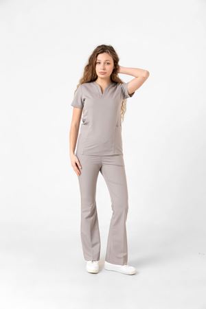 Drop Collar Model Likralı Viskon Kadın  Takım Kum Gri