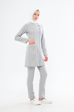 Elegance Model Santana Kadın Tesettür Takım Açık Gri