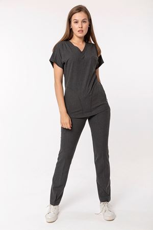 Combing Comfort Model Likralı Viskon Kadın  Takım Füme Gri