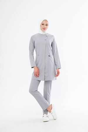 Elegance Model Likralı Viskon Kadın Tesettür Takım Açık Gri