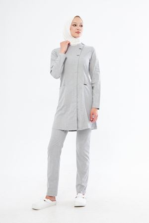 Elegance Model Santana Kadın Tesettür Takım Açık Gri