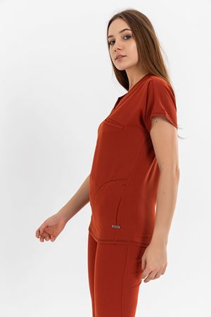 Combing Comfort Model Likralı Viskon Kadın  Takım Kiremit