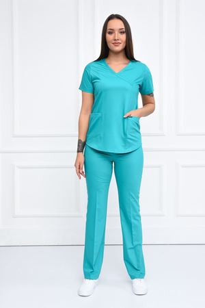 Green Model Likralı Viskon Kadın  Takım Turkuaz Yeşili