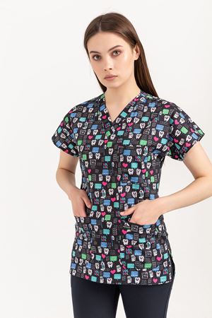 Greys Desenli Model Likralı Terikoton Kadın  Takım Diş Desenli