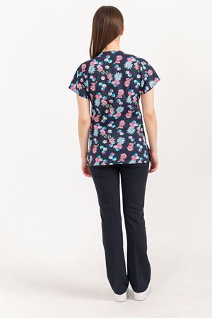 Greys Desenli Model Likralı Terikoton Kadın  Takım Çiçek Desenli