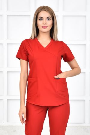 Green Model Likralı Viskon Kadın  Tek Üst Koyu Kırmızı