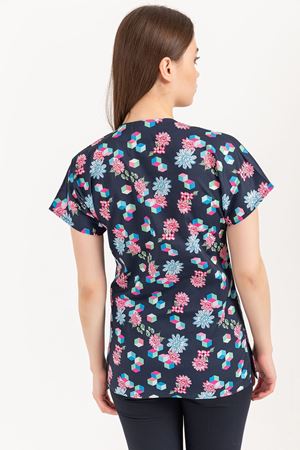 Greys Desenli Model Likralı Terikoton Kadın  Tek Üst Çiçek Desenli