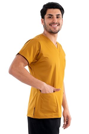 Greys Model Likralı Viskon Erkek  Tek Üst Hardal Sarı