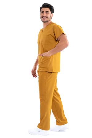 Greys Model Likralı Viskon Erkek  Takım Hardal Sarı