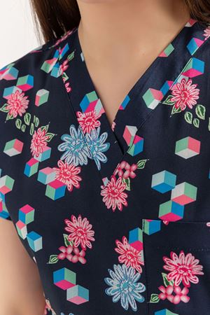 Greys Desenli Model Likralı Terikoton Kadın  Tek Üst Çiçek Desenli