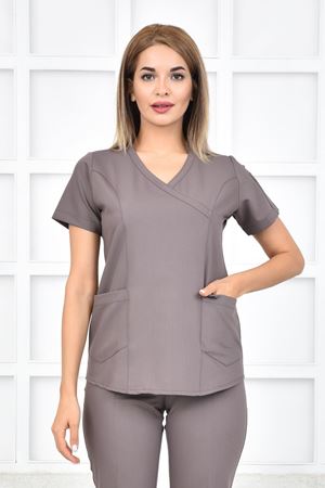 Green Model Likralı Viskon Kadın  Tek Üst Koyu Bey