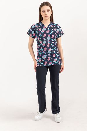 Greys Desenli Model Likralı Terikoton Kadın  Takım Çiçek Desenli