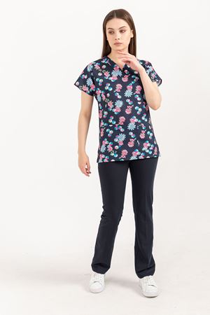 Greys Desenli Model Likralı Terikoton Kadın  Takım Çiçek Desenli