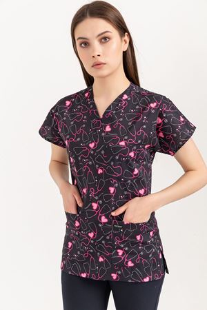 Greys Desenli Model Likralı Terikoton Kadın  Takım Steteskop Desenli