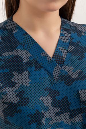 Greys Desenli Model Likralı Terikoton Kadın  Tek Üst Kamuflaj Desenli