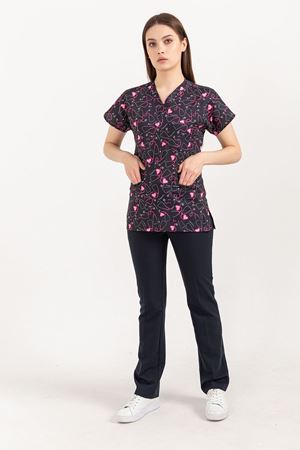 Greys Desenli Model Likralı Terikoton Kadın  Takım Steteskop Desenli