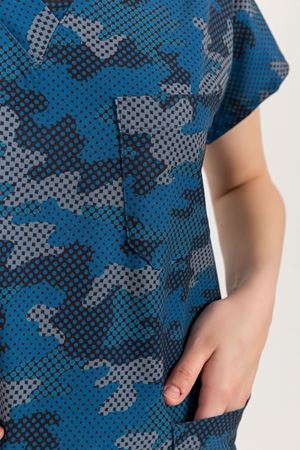 Greys Desenli Model Likralı Terikoton Kadın  Tek Üst Kamuflaj Desenli