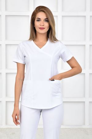 Green Model Likralı Viskon Kadın  Tek Üst Beyaz