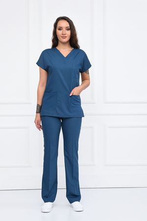 Greys Model Likralı Viskon Kadın  Takım Petrol Mavi