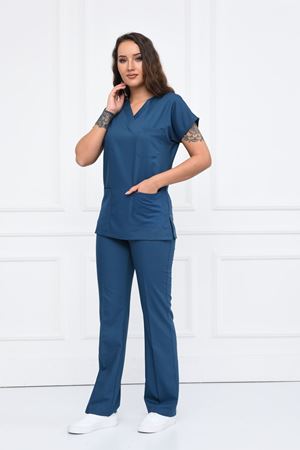 Greys Model Likralı Viskon Kadın  Takım Petrol Mavi