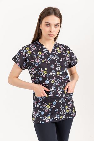 Greys Desenli Model Likralı Terikoton Kadın  Tek Üst Kar Tanesi Desenli