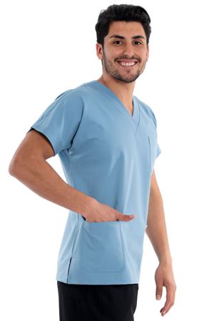 Greys Model Likralı Viskon Erkek  Tek Üst Bulut Mavi